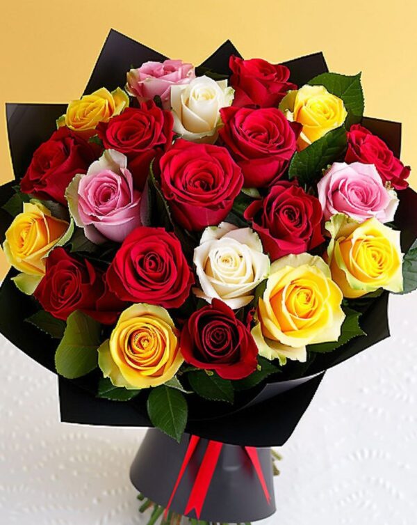 Bouquet de 24 roses mixtes