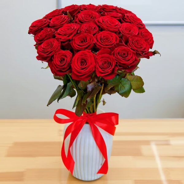 Bouquet de 24 roses rouges