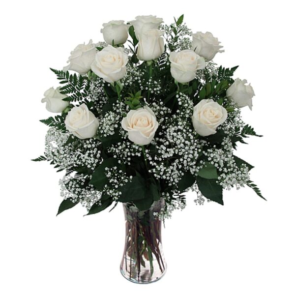 Bouquet de 12 roses blanches